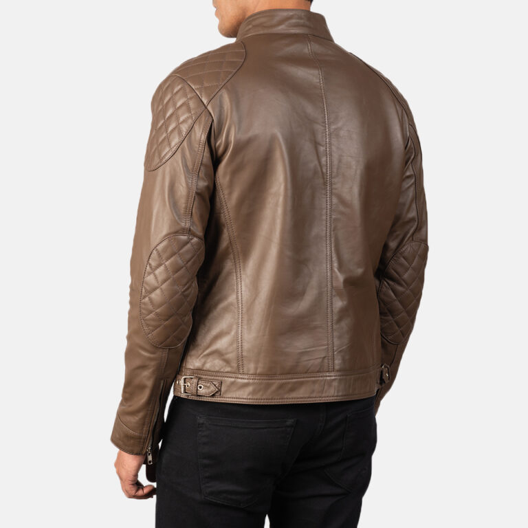 Mens Gatsby Mocha Brown Leather Biker Jacket6308-8-1568993803419